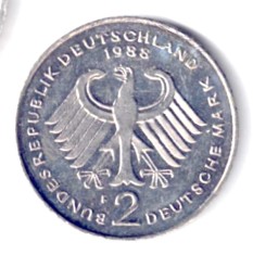 GERMANIA 2 MARCI MARK 1988 F XF AUNC