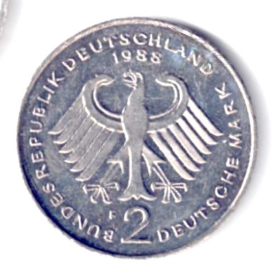 GERMANIA 2 MARCI MARK 1988 F XF AUNC foto