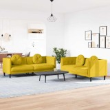 vidaXL Set de canapele cu perne, 2 piese, galben, catifea 3209263