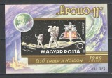 Ungaria.1969 Posta aeriana:Cosmonautica Apollo 11-Bl. nedantelat SU.308, Nestampilat