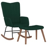Cumpara ieftin Scaun balansoar cu taburet, verde inchis, catifea