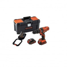 Masina de gaurit si insurubat cu percutie Black &amp;amp; Decker BDK148BTA-QW, 14.4 V, 16 accesorii si valiza de plastic foto