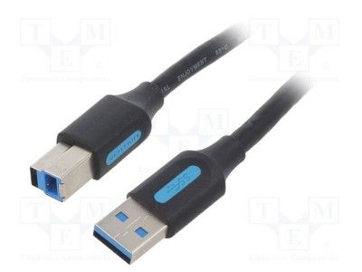 Cablu USB 3.0 VENTION 1m USB A la USB B nichelat negru PVC foto