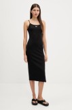 Tommy Jeans rochie culoarea negru, midi, mulată, DW0DW21170
