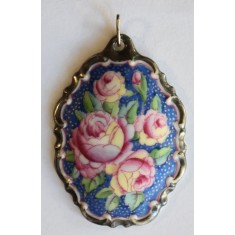 Pandantiv / medalion din portelan Rosenthal Germania - pictat manual - model floral