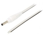 Cablu Alb DC 3,5/1,3 Mufă Dreaptă 0,5m 2x0,5mm&sup2;, WEST POL