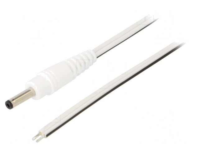 Cablu Alb DC 3,5/1,3 Mufă Dreaptă 0,5m 2x0,5mm&sup2;