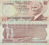 1983 ( 30 V ) , 20 turkish lira ( P-187b ) - Turcia