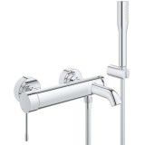 Baterie cada Grohe Essence, monocomanda, 1/2&amp;#039;&amp;#039;, cartus ceramic, furtun 1500 mm, divertor, protectie dus, para dus, limitator temperatura, cr