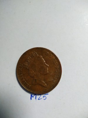 Moneda rara de 2 pence , 1989, Regina Elisabeta foto