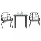 VidaXL Set de sufragerie de grădină 3 piese neagră 3334548