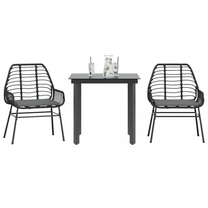 vidaXL Set de sufragerie de grădină 3 piese neagră 3334548