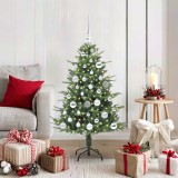 vidaXL Brad de Crăciun artificial pre-luminat cu set de bile Verde 3395331