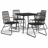 Cumpara ieftin Set mobilier de gradina, 5 piese, negru, ratan PVC
