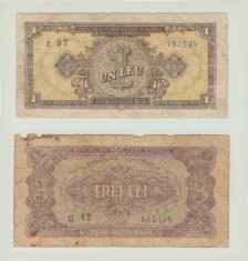 ROMANIA -SET 1 LEU 1952 + 3 LEI 1952 , B1.106 foto