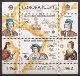 CIPRU TURCESC 1992 EUROPA CEPT C. COLUMB ( bloc dantelat ) MNH, Nestampilat