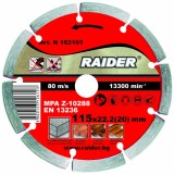 Disc diamantat segmentat 115 mm pentru taiere uscata, Raider