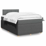 Cumpara ieftin Pat box spring cu saltea, gri &icirc;nchis, 120x190 cm, textil