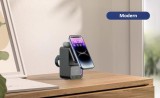 Incarcator wireless ZYTEQ&reg;️, tip statie de incarcare universala 4 in 1, compacta, cu boxa Bluetooth, lumina calda, fast charge CryoBoost 15W, negru