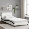 Cadru de pat cu tăblie alb și negru 100x200cm piele artificială