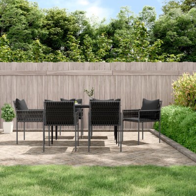 vidaXL Set mobilier de grădină cu perne, 7 piese, poliratan și oțel 3187056 foto