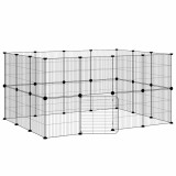 Cumpara ieftin Cusca animale de companie cu usa 28 panouri negru 140x105x70 cm otel