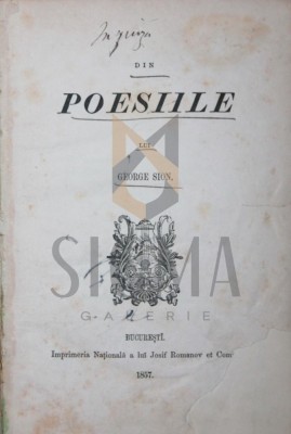 DIN POESIILE LUI GEORGE SION, 1857 foto