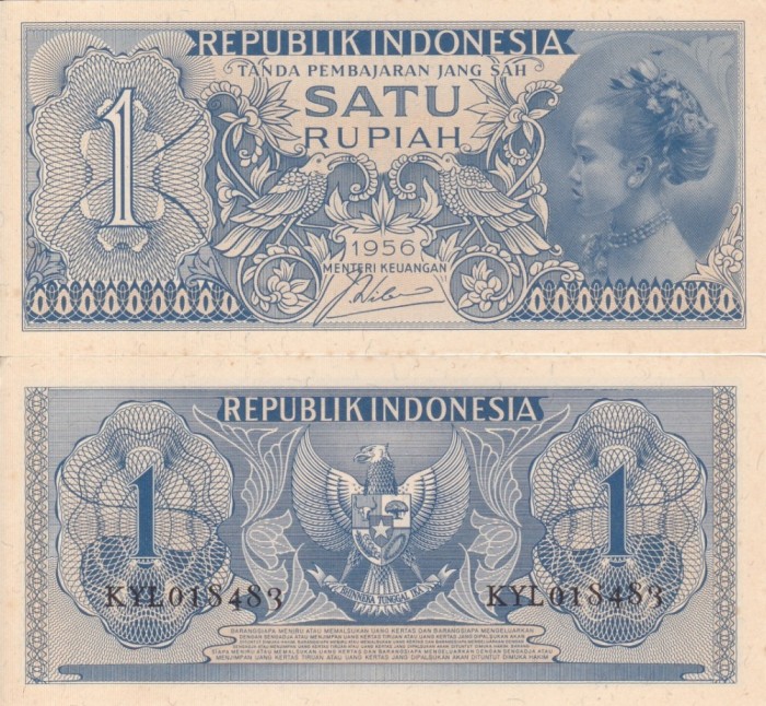 INDONEZIA 1 rupiah 1956 UNC!!!