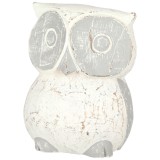 Sculptura in lemn pictata vintage simbol Bufnita &amp;#8211; Wood Owl, M