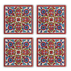 Set suporturi de pahare, Taylor, 366TYR1106, Piatra, 10 x 10 x 1 cm, 4 piese, Multicolor