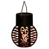 Lampa solara de gradina, efect de flacara, cu suport de agatare, lumina calda, dimensiuni 7 X 7 X 9 Cm, din ABS si plastic, negru