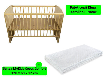 Patut Klups Karolina II Natur + Saltea 12 MyKids GreatGoods Plaything foto