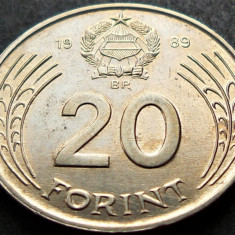 Moneda 20 FORINTI - RP UNGARA / UNGARIA, anul 1989 * cod 1071