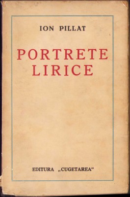 HST C529 Portrete lirice de Ion Pillat ediție interbelică foto