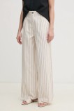 Pepe Jeans pantaloni din in HERLY femei, culoarea bej, lat, high waist, PL211806