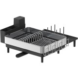 SONGMICS Suport vase inox cu scurgere extensibila, compartimente tacamuri si pahare, 51x49x23 cm, negru Household NewTrend