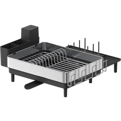 SONGMICS Suport vase inox cu scurgere extensibila, compartimente tacamuri si pahare, 51x49x23 cm, negru Household NewTrend foto