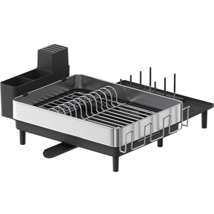 SONGMICS Suport vase inox cu scurgere extensibila, compartimente tacamuri si pahare, 51x49x23 cm, negru Household NewTrend