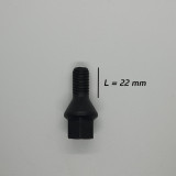 Prezon janta aliaj negru M12x1.25 22 mm Alfa, Fiat, Jeep, Citroen, Peugeot