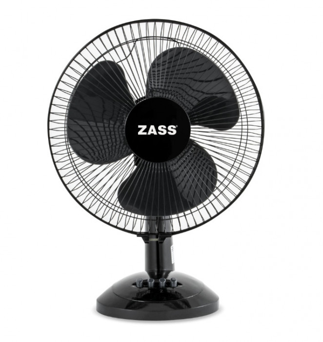 Ventilator de birou Zass ZTF 1202, 30cm diametru, 35W, Silentios si puternic, Culoare Negru - RESIGILAT