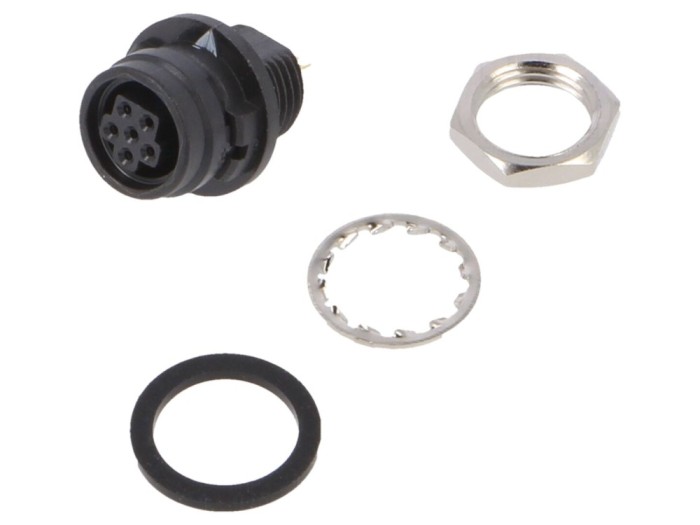 Conector circular mamă 6 pini aurit