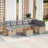 Cumpara ieftin Set de canapele pentru grădină cu pernă 9 pcs Bej Rattan poli