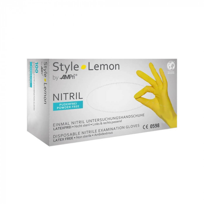 Manusi Nitril fara Pudra AMPri Style Lemon, Galben, M, 100 buc