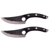 Cumpara ieftin Set doua cutite macelarie DEPOX&reg;, lucrate manual, Huang Cook, 27.5 cm, negru, teaca piele