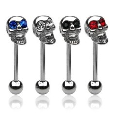Inel limba craniu cu zircon - Culoare Piercing: Transparent foto