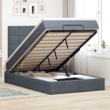 Cumpara ieftin Cadru de pat otoman cu saltele Gri &icirc;nchis 120x190cm catifea