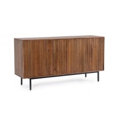 Comoda 3 usi otel negru lemn maro Tadita 140x40x75 cm