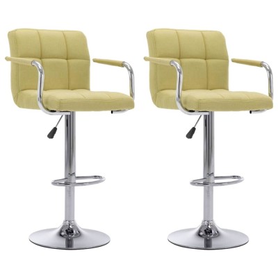 Scaune de bar, 2 buc., verde, material textil foto