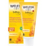 Crema de corp si fata bio cu galbenele Baby, Weleda, 75ml