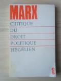 Karl Marx - Critique du droit politique hegelien (1975)